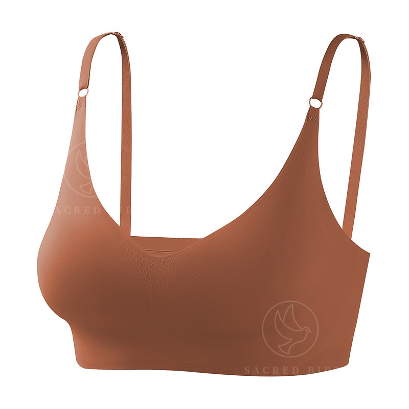 Plus size traceless adjustable push up underwear V-neck without steel ring bra bra thin mould Cup