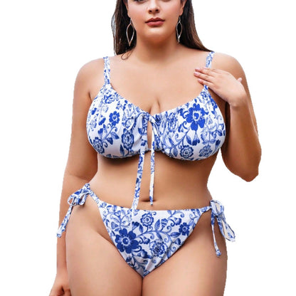LF (L-4XL) 2026 swimsuit women's split printed large size bikini