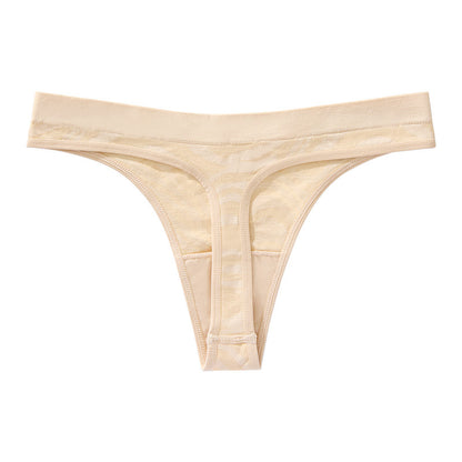 Water pattern seamless skin-friendly thin section breathable purified cotton crotch low waist plus size T-shaped panties