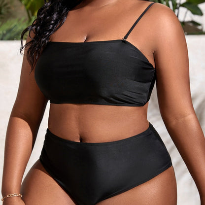 LF (L-4XL) bikini sexy suit split black plus size swimsuit