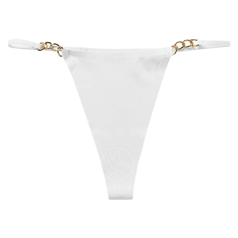 T-shaped panties seamless one-piece cotton crotch breathable quick-drying metal ring T-back