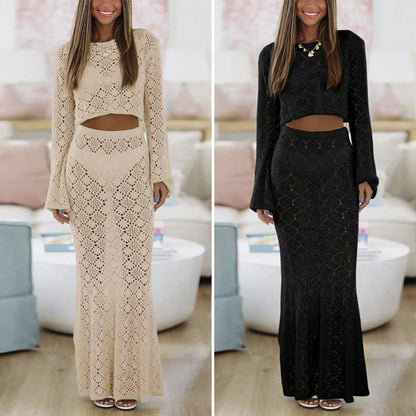 CYB long-sleeved sweater sheath skirt two-piece set