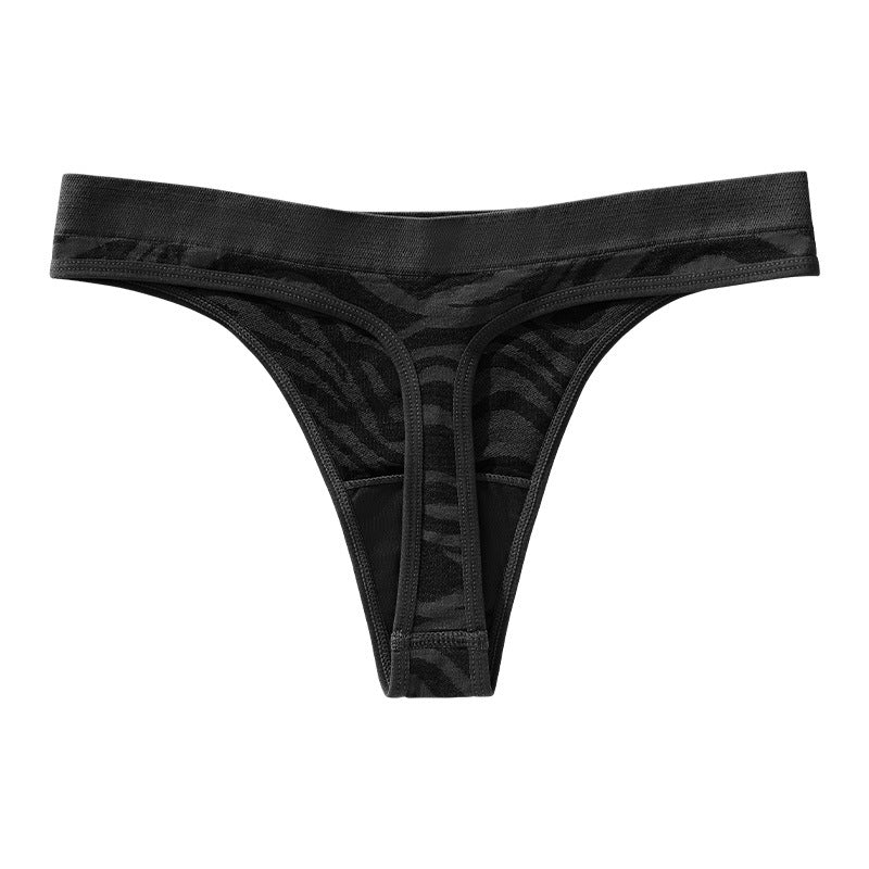 Water pattern seamless skin-friendly thin section breathable purified cotton crotch low waist plus size T-shaped panties