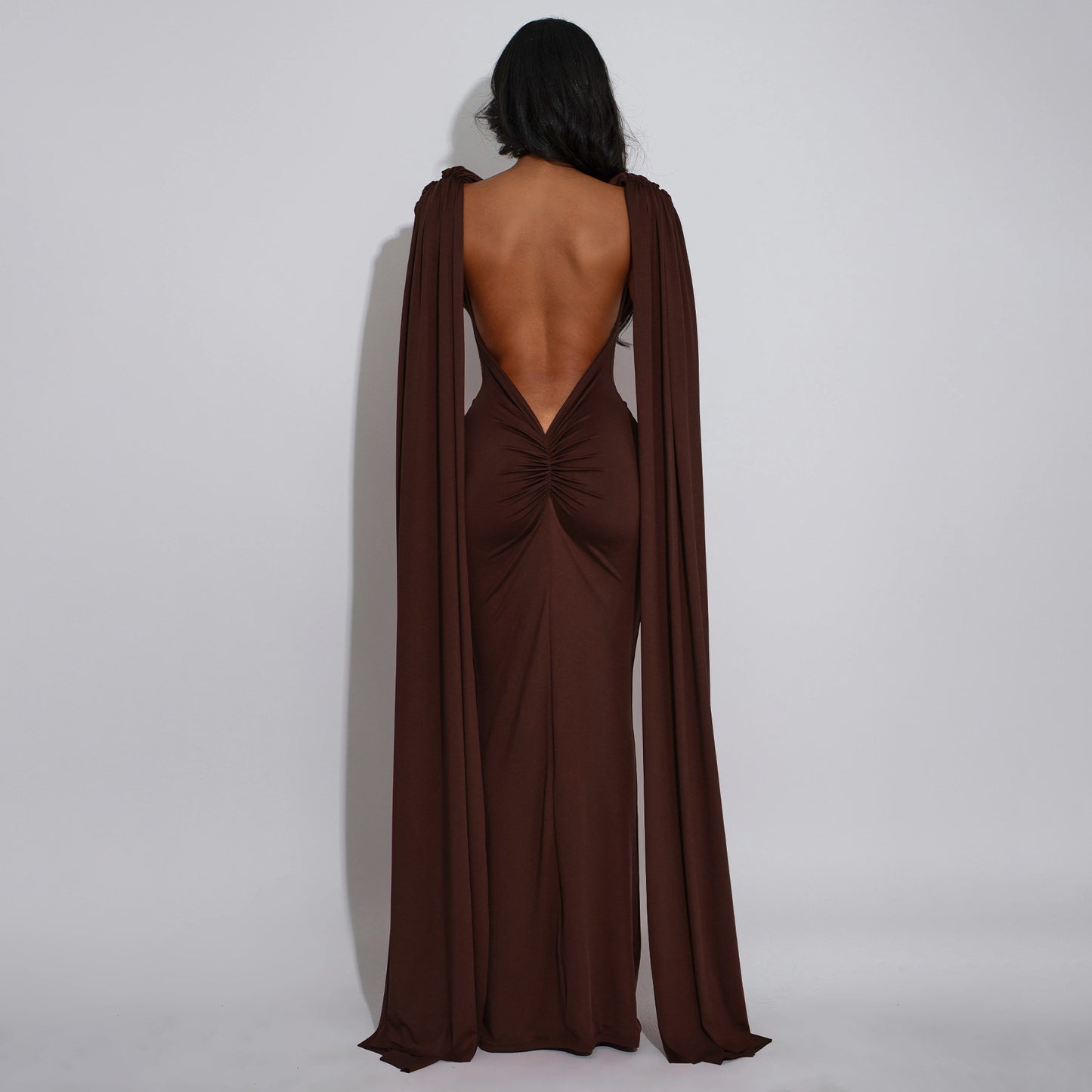 MYF (S-2XL) 944 backless evening gown pleated dress