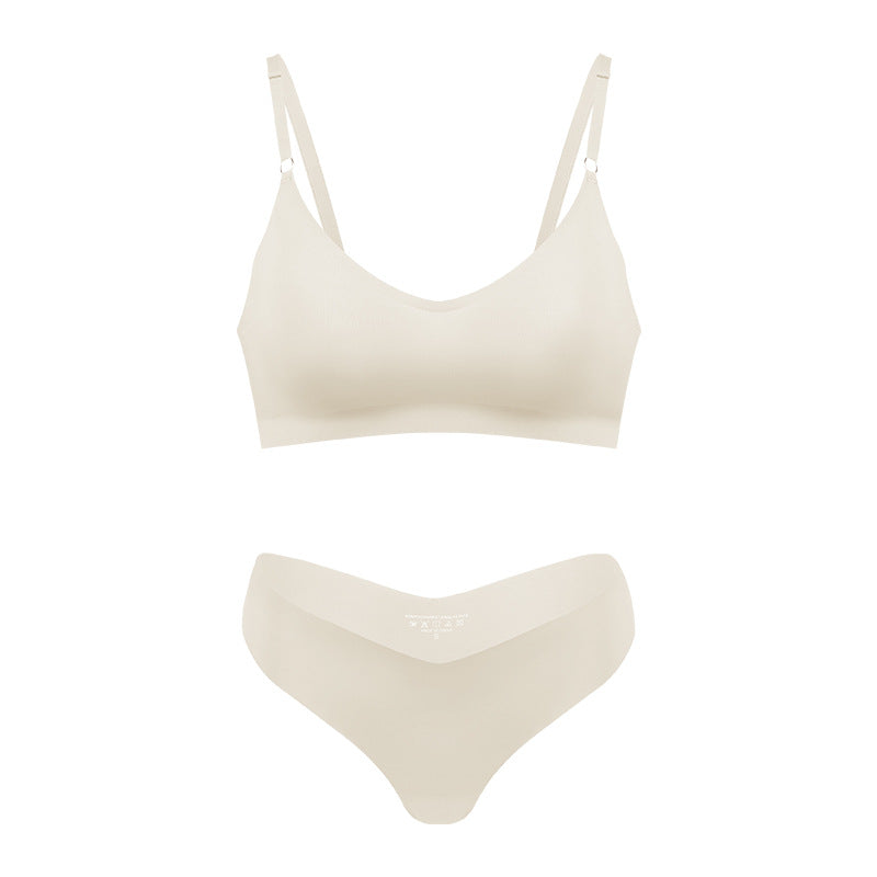 Large size V-neck underwear set wireless seamless underwear with briefs