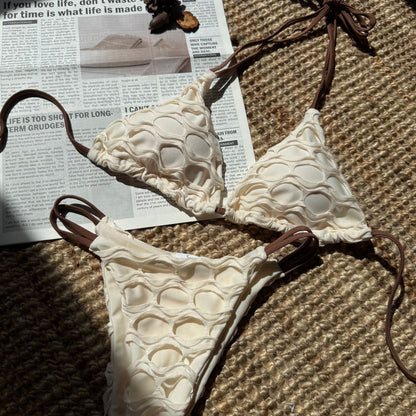 (4 days ready to ship) SY backless mesh stitching drawstring strap split bikini