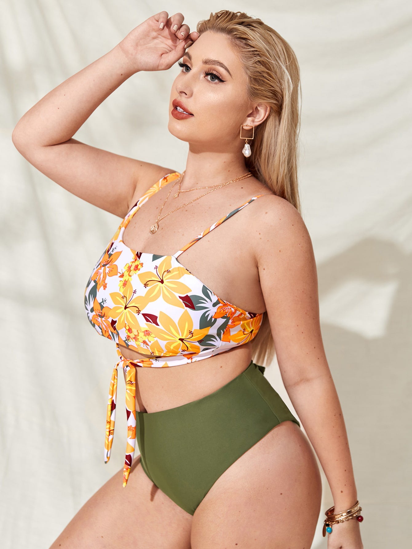 LF (L-4XL) swimsuit women's split sexy plus size floral