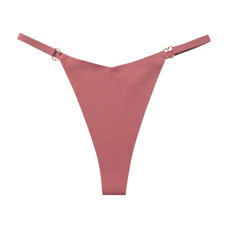Thin belt low waist love ring seamless ice silk T-shaped Panties Plus size cotton crotch T-back