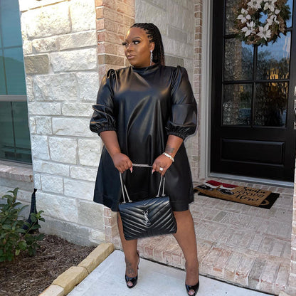 GY (XL-3XL) SK2293 long sleeve plus size leather skirt nightclub uniforms
