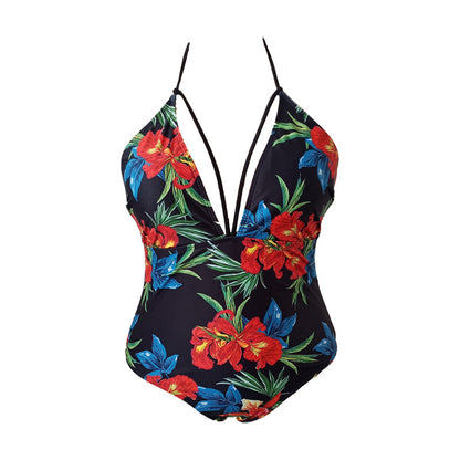 LF (L-4XL) women's one-piece color printing sexy swimsuit plus size