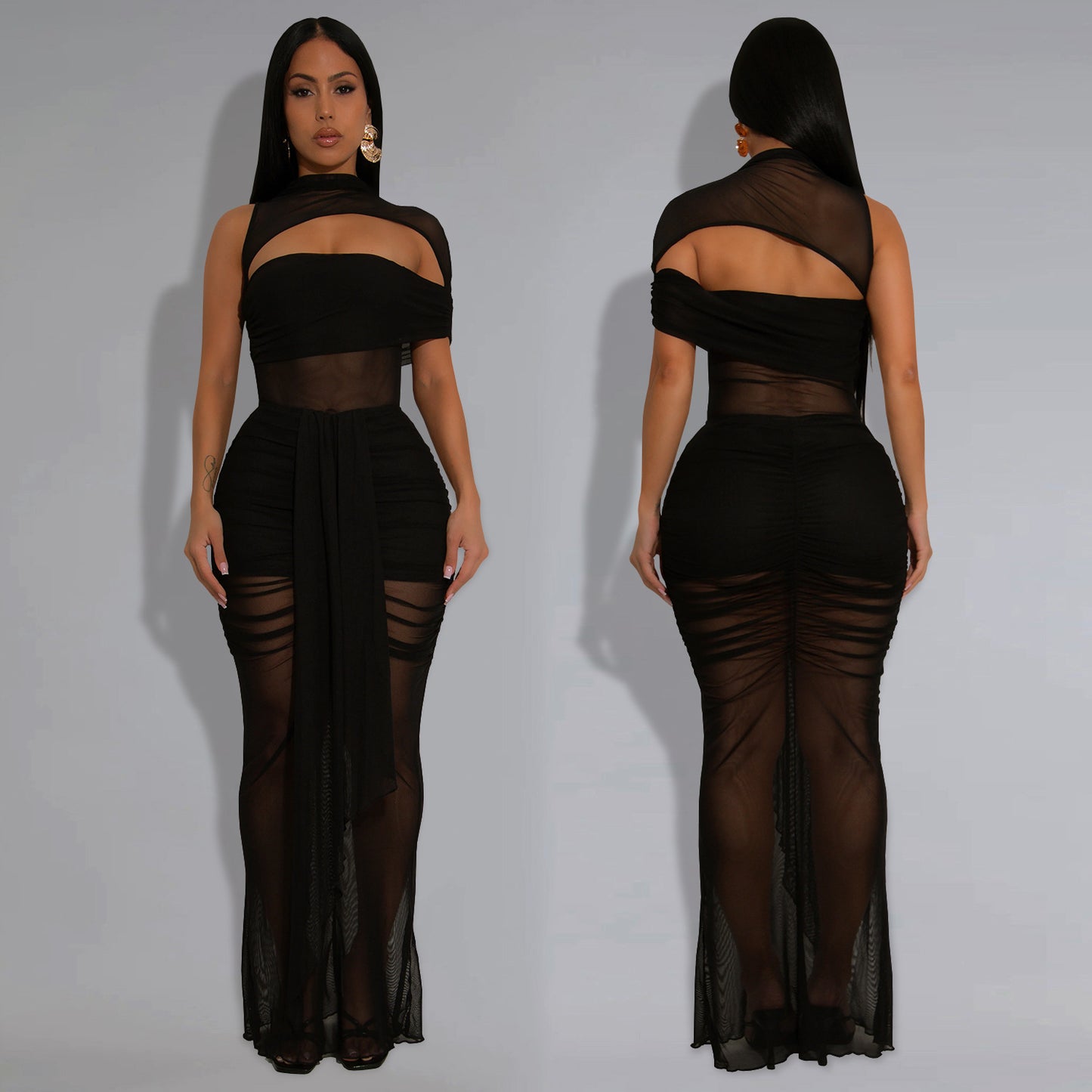 XYZ C7492 sheer mesh arm covering dress suit