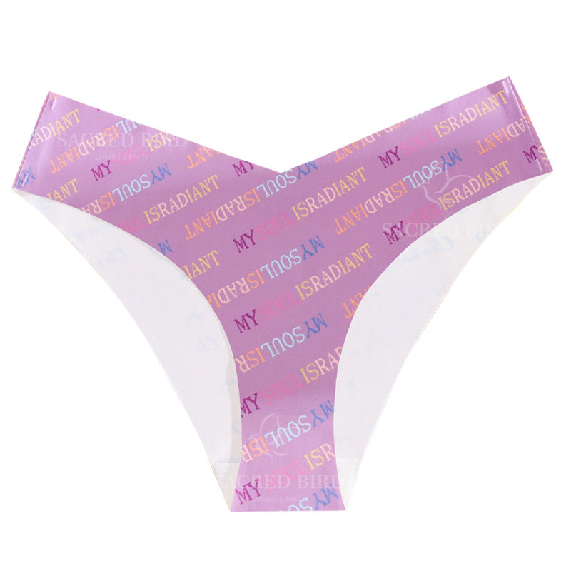 Couple theme printed seamless low waist plus size one-piece thin invisible yoga briefs