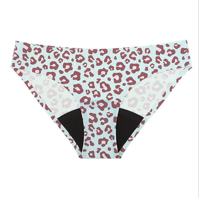 Printed four layers large size low waist menstrual panties leak-proof Big Aunt wear sanitary panty menstrual period underwear leopard print