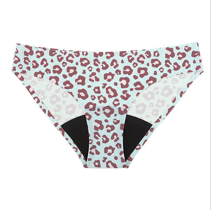 Printed four layers large size low waist menstrual panties leak-proof Big Aunt wear sanitary panty menstrual period underwear leopard print