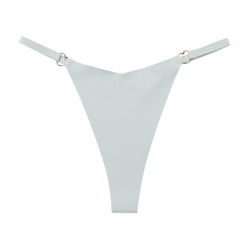 Thin belt low waist love ring seamless ice silk T-shaped Panties Plus size cotton crotch T-back