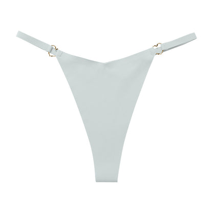 Thin belt low waist love ring seamless ice silk T-shaped Panties Plus size cotton crotch T-back