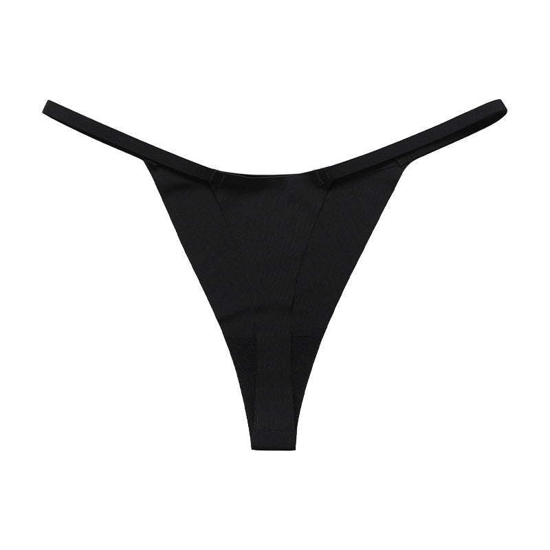 Low waist Ice Silk seamless T-back grinding cotton crotch T-shaped quick-drying