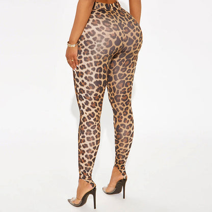 DZHT J25PT470 high waist leopard-print printed stirrup leggings