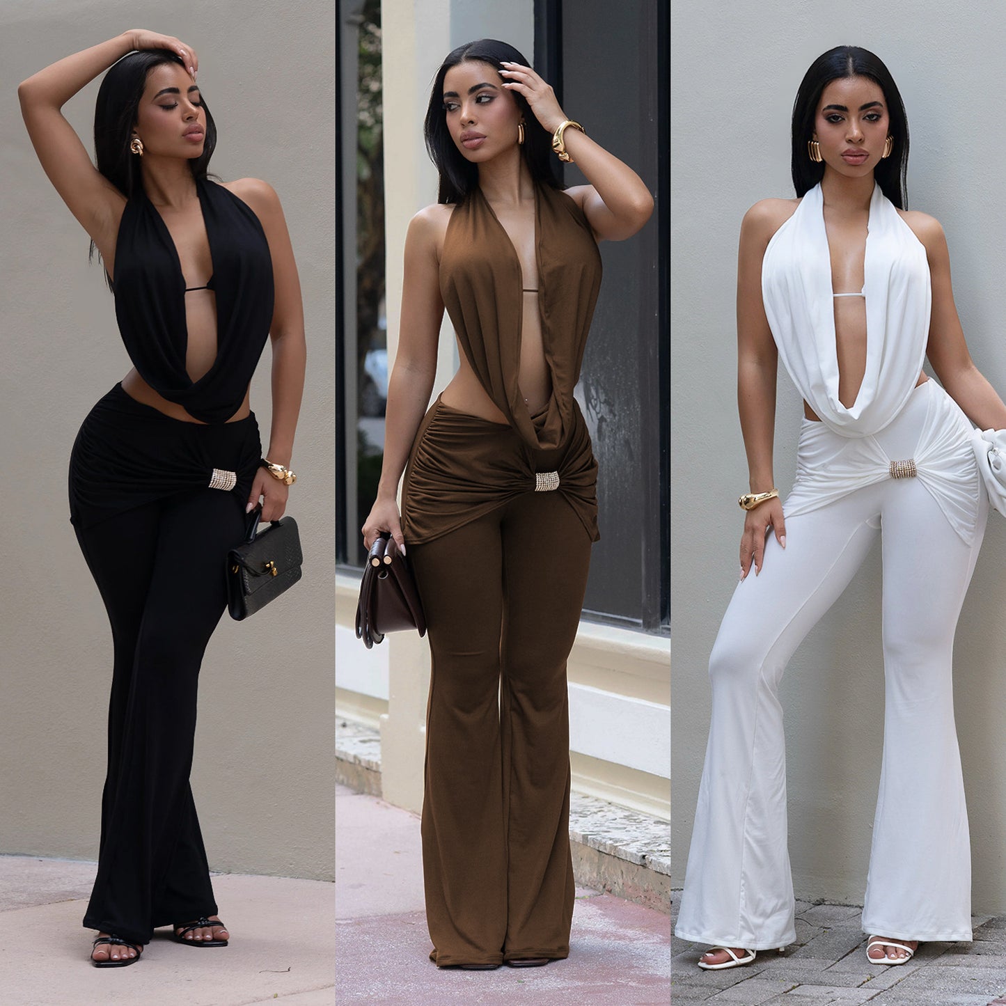 XYZ C7589 backless top and trousers suit