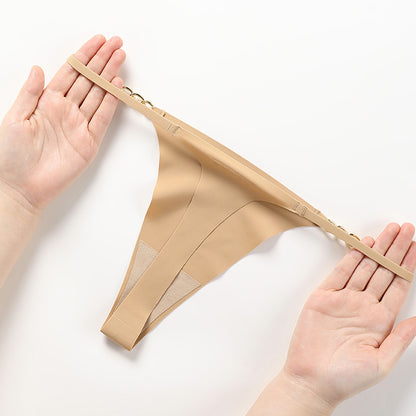 T-shaped panties seamless one-piece cotton crotch breathable quick-drying metal ring T-back