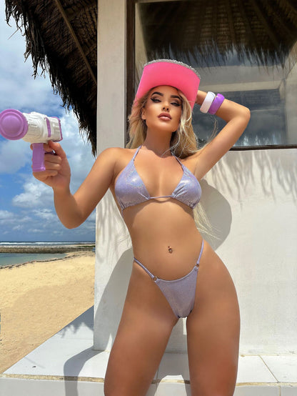 (4 days ready to ship) SY T-shaped split shiny bikini