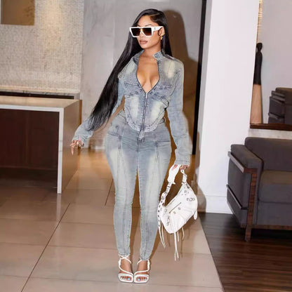 MZ (S-2XL) denim long sleeve MZ88595 stretch pants suit