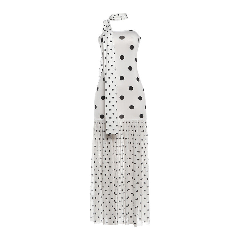 SXR K6D07455A scarf polka dot tube top dress
