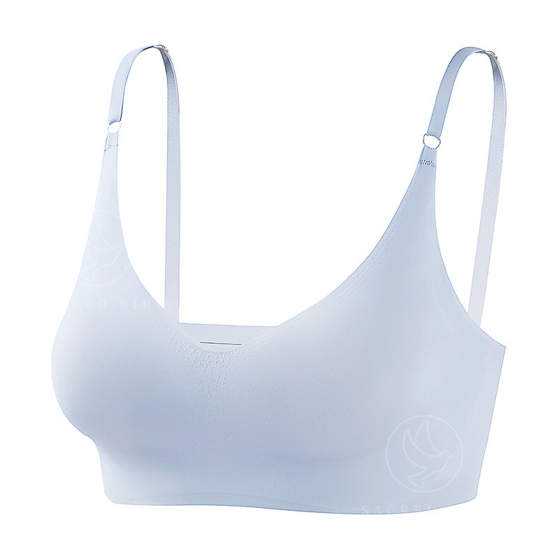 Plus size traceless adjustable push up underwear V-neck without steel ring bra bra thin mould Cup