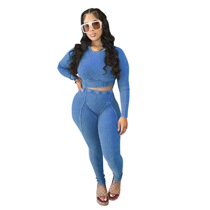 MYF (S-2XL) K10645 casual tight sunken stripe long sleeve sports