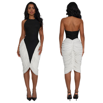XYZ C7583 halter backless ruffle hip dress