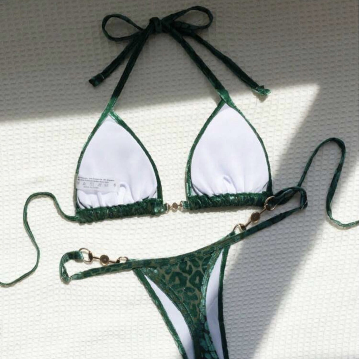 (4 days ready to ship) SY T-shaped pearl leopard special fabric swimsuit bikini