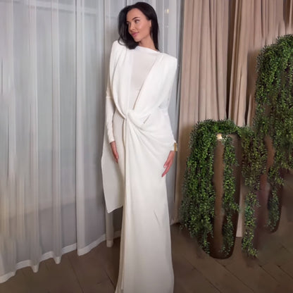 SXR autumn and winter irregular mesh long dress solid color dress