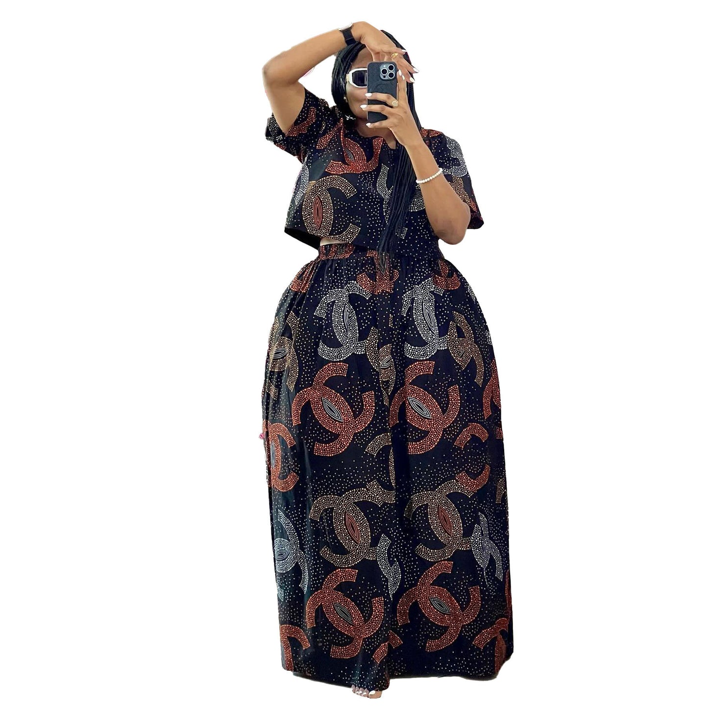 GY (S-3XL) S10710 printed loose wide leg loose loose trousers two-piece set