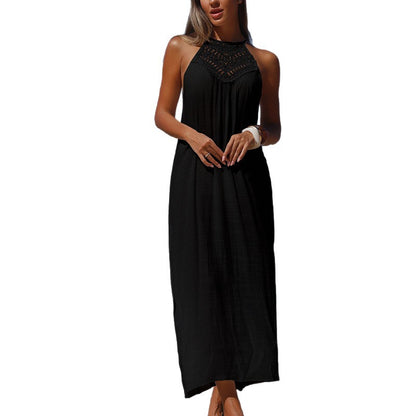 CYB beach skirt hand crocheting stitching suspender skirt side slit sun shield Hanfu long robe
