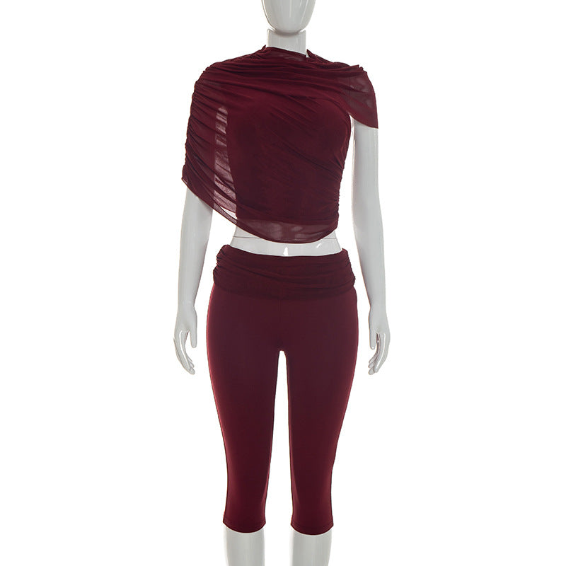 DZHT J26ST024 new slim fit draped cropped pants suit