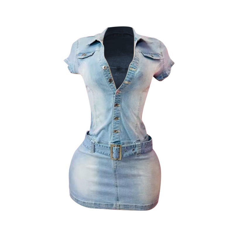 MZ (S-2XL) denim short sleeve MZ88635 slim stretch dress