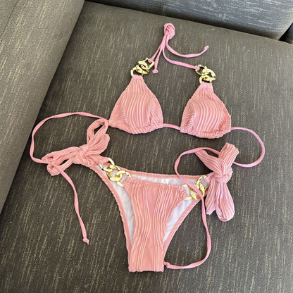 (4 days ready to ship) SY split chain bikini swimsuit