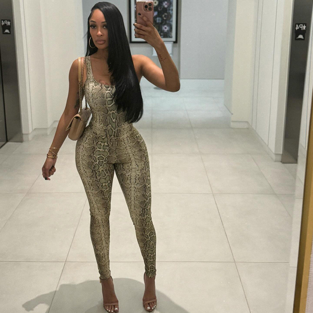 SXR autumn backless bodysuit tight high waist trousers suit