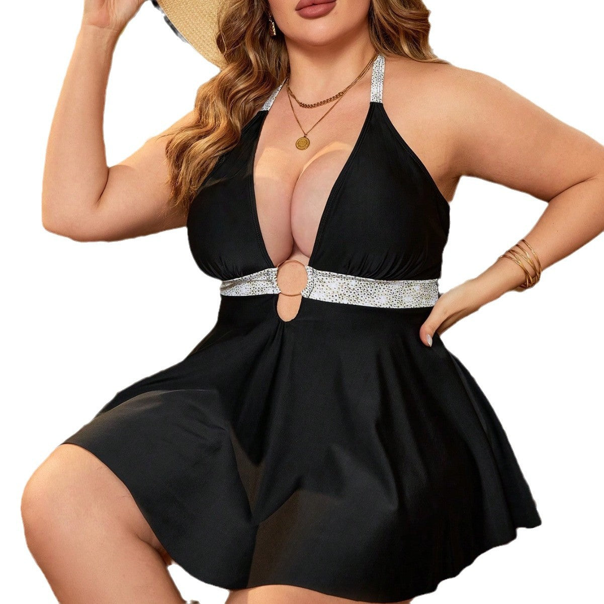 LF (L-4XL) 2026 Tankini, Vest-Style, High-Stretch Polyester, Solid Color, Plus-Size, Two-Piece