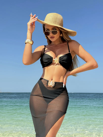 (4 days ready to ship) SY three-piece mesh long dress swimsuit bikini
