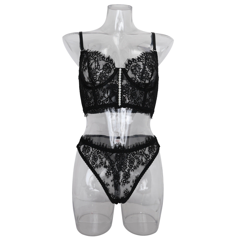 Sexy lingerie steel ring Fishbone lace suit