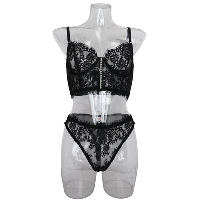Sexy lingerie steel ring Fishbone lace suit