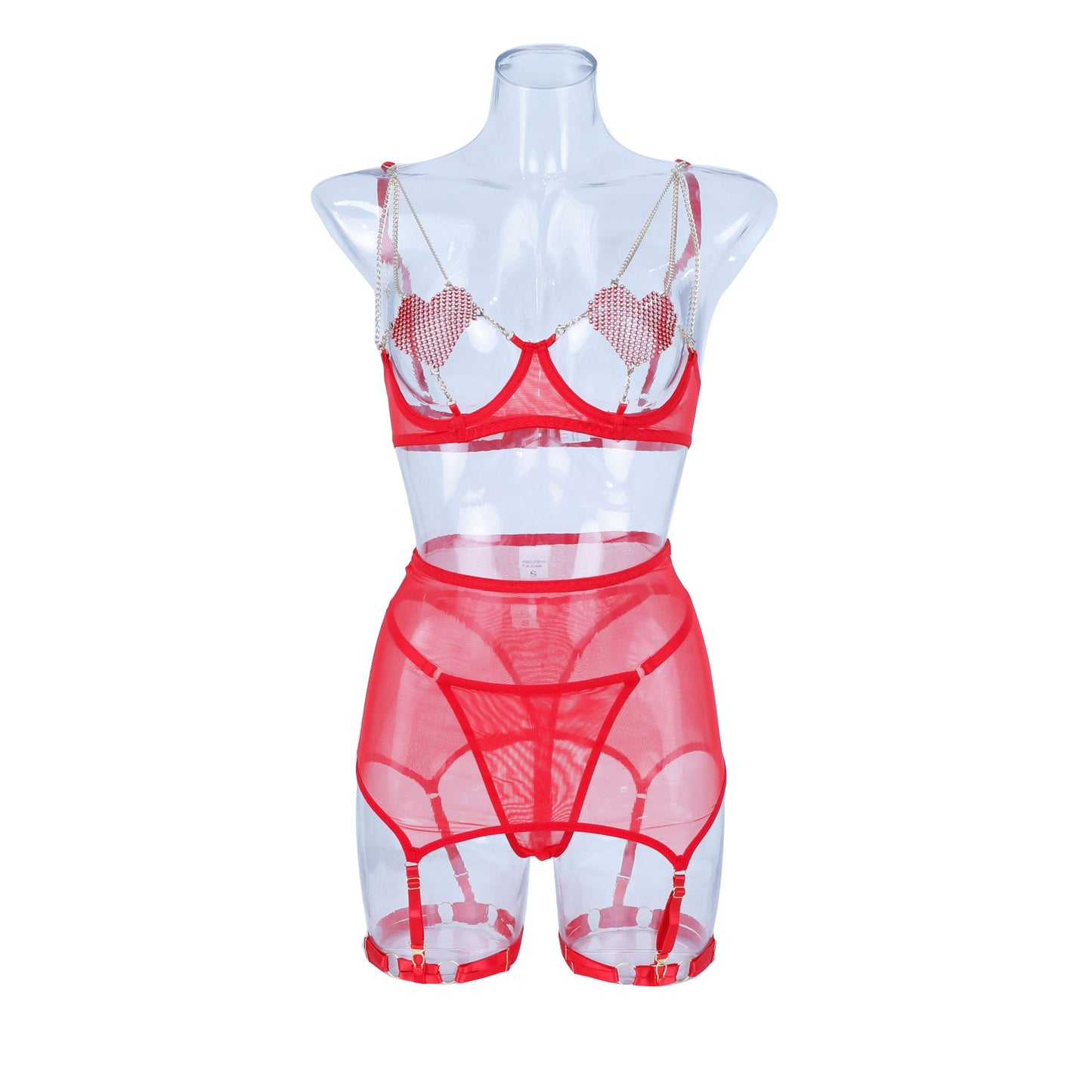 Mesh stitching halter sexy suit hollow out 2116