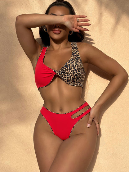 Bikini stitching swimsuit backless swimsuit female color matching 6762