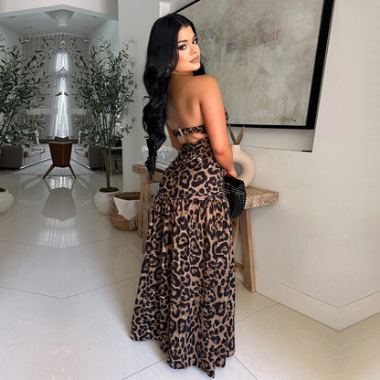 XYZ C7501 leopard print tube top backless dress