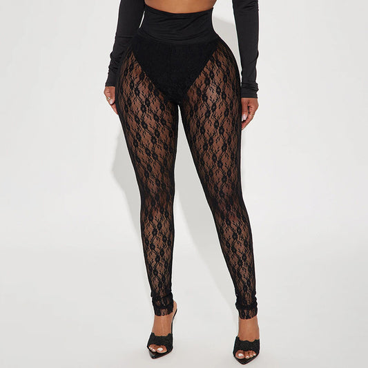 DZHT J25PT457 skinny hollow-out fishnet stockings fashion lace leggings