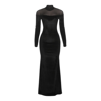SXR autumn and winter turtleneck long sleeve pure color slimming dress