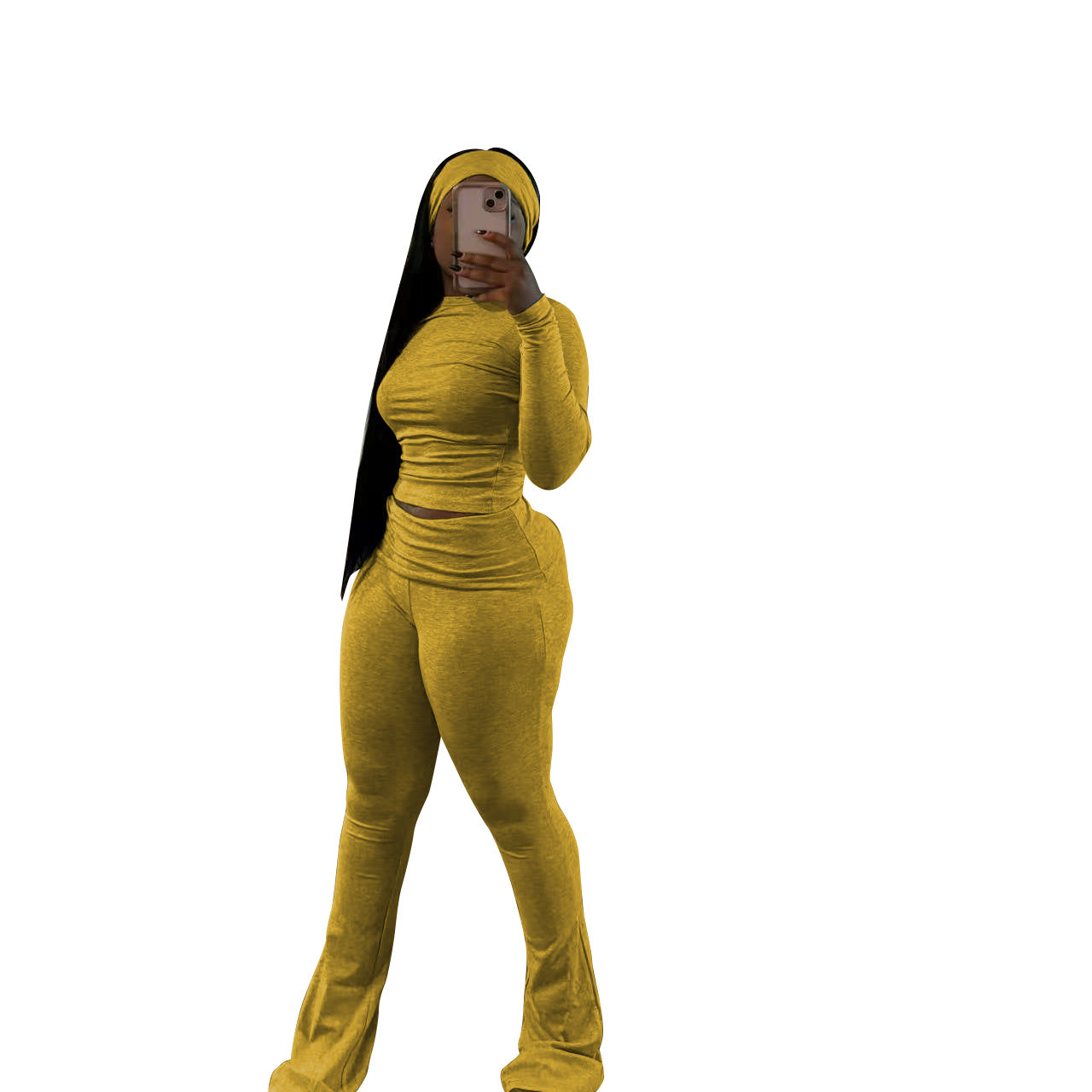 MZ (S-2XL) tight-fitting solid color suit MZ88614 sexy slim elastic band headscarf suit