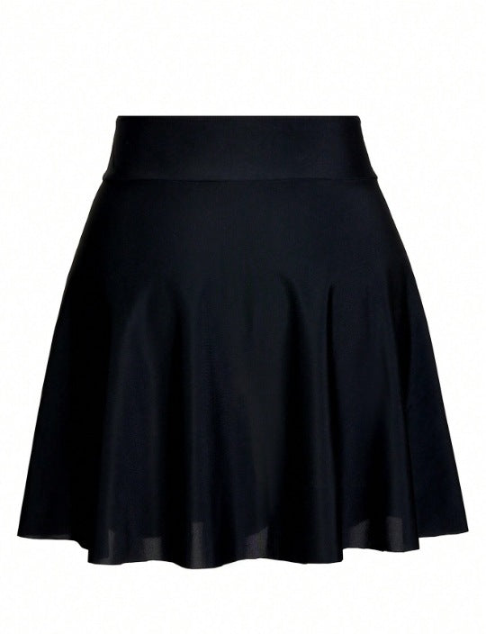 CL (L-4XL) solid color pleated beach dress high-waisted skirt swing bikini beach plus size swimsuit