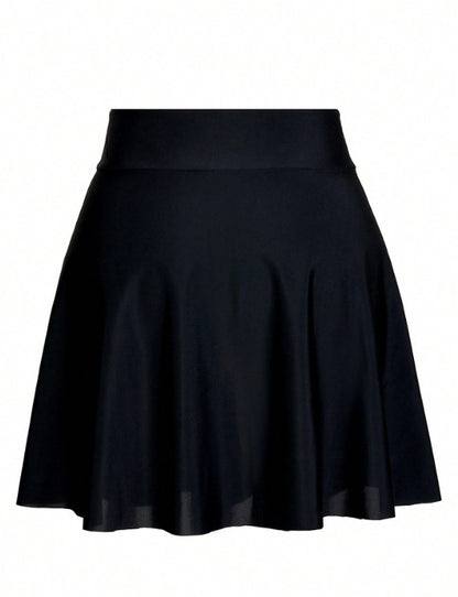 CL (L-4XL) solid color pleated beach dress high-waisted skirt swing bikini beach plus size swimsuit